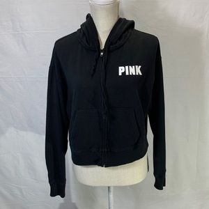 PINK Victoria’s Secret Full Zip Cropped Hoodie Black Size M